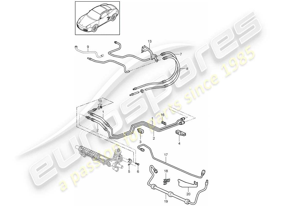 porsche cayman 987 (2012) power steering parts diagram