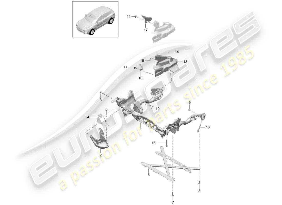porsche 2015 (macan) sub frame part diagram