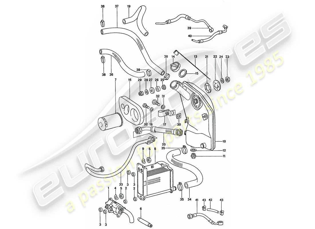 porsche 1974 (911) engine lubrication part diagram