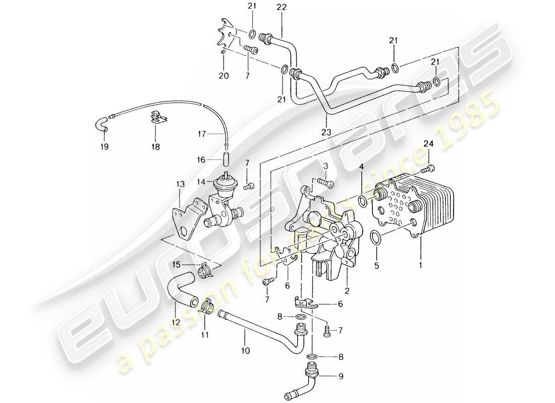 porsche 2004 (996) tiptronic - - gear oil cooler - oil pressure line for - gear oil cooling - d >> - mj 2001 part diagram