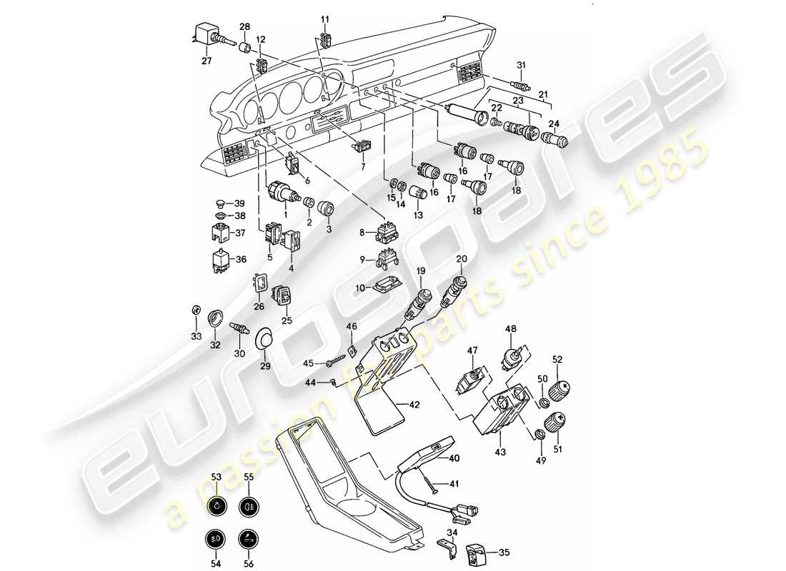 porsche 911 (1988) switch parts diagram