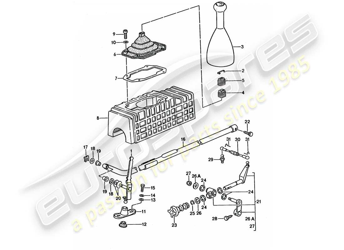 porsche 1994 (968) actuator - for - manual gearbox part diagram