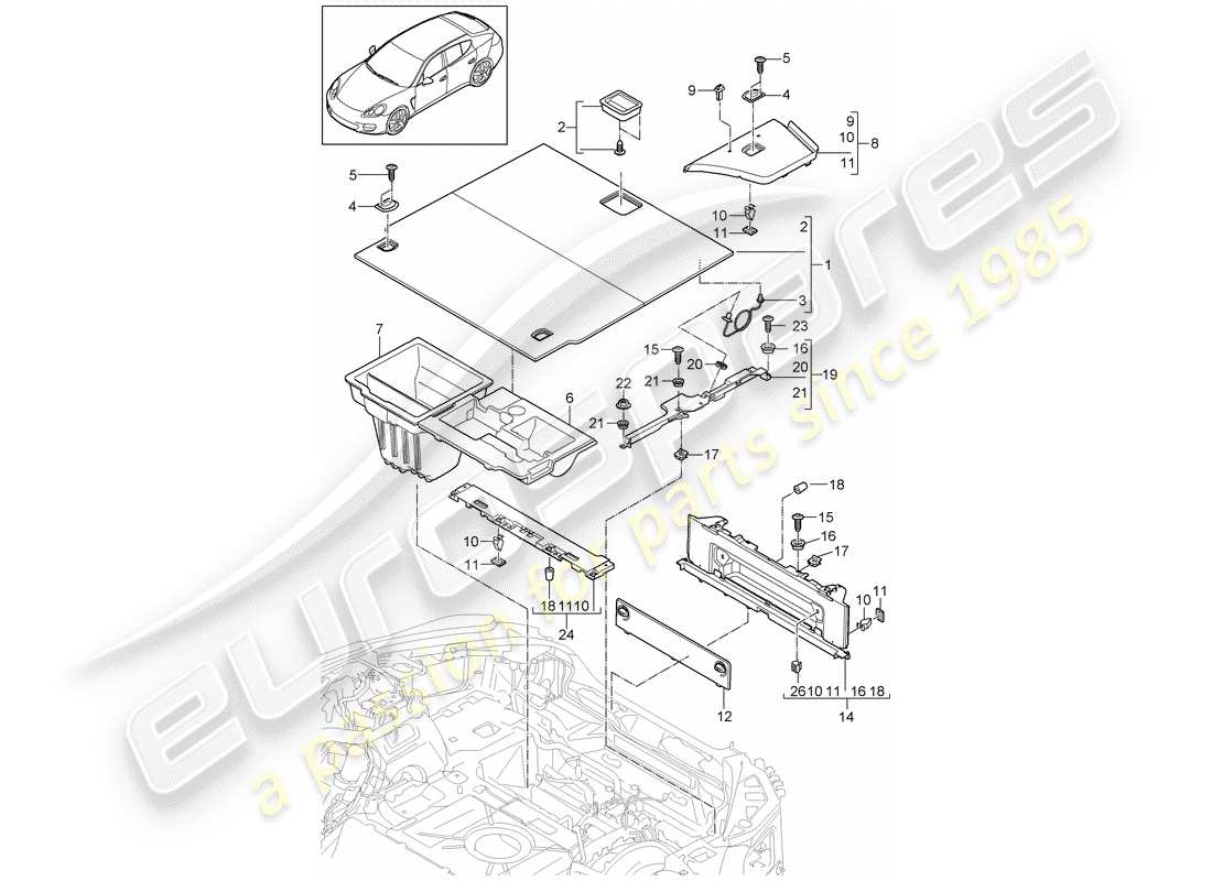 porsche 2012 (panamera 970) trims part diagram