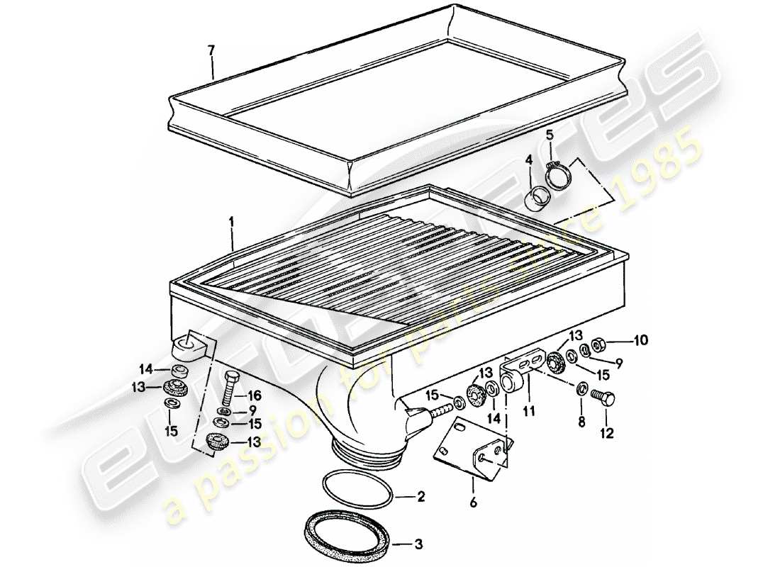 porsche 1982 (911) charge air cooler part diagram