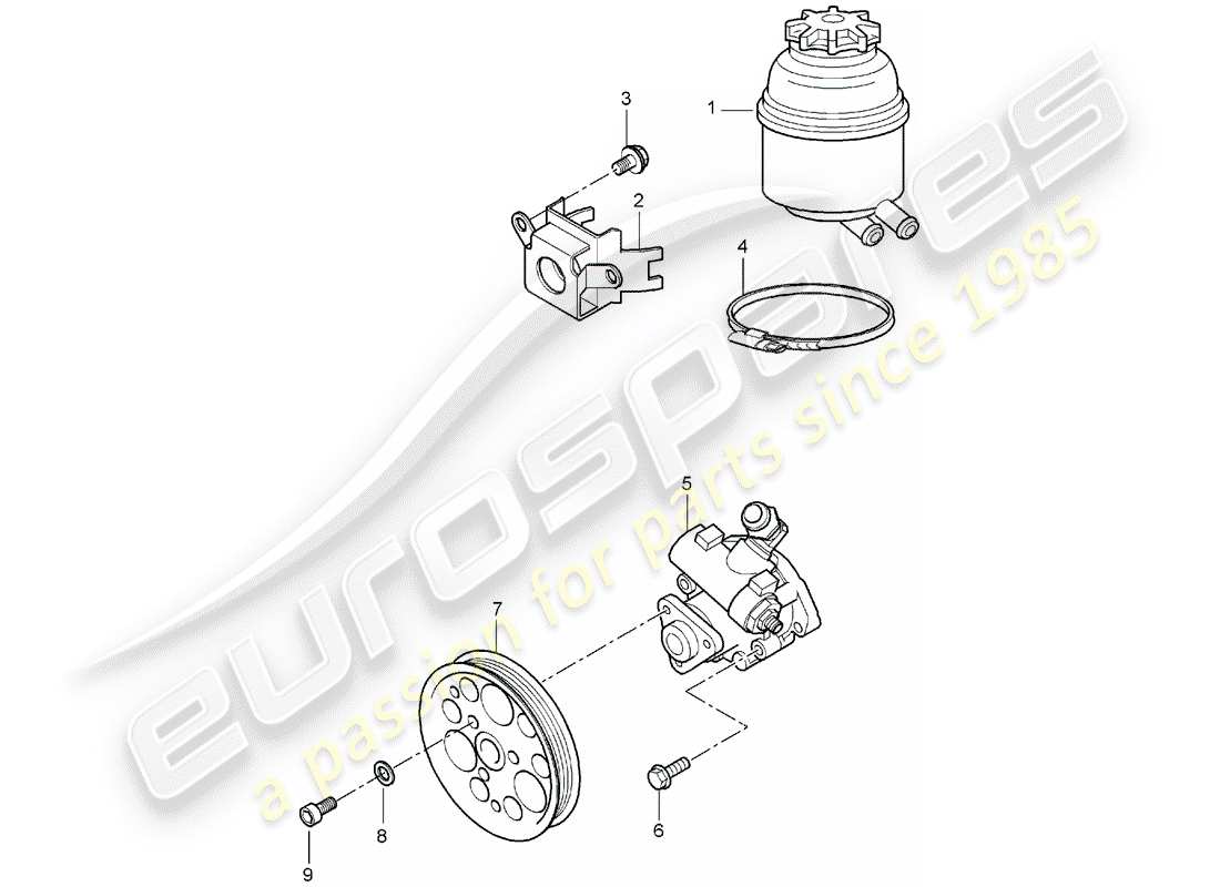 porsche 2004 (carrera gt) power steering - power-steering pump - oil container part diagram