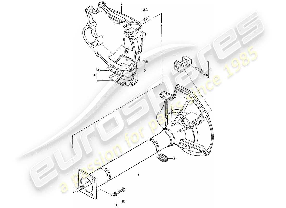 porsche 1984 (924) central tube - manual gearbox - vq vr uv md me mf part diagram