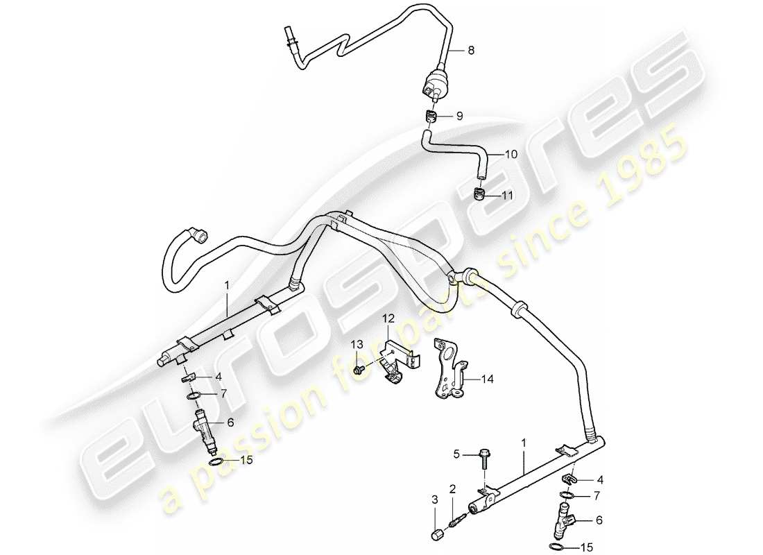 porsche 2005 (997-1) fuel collection pipe part diagram