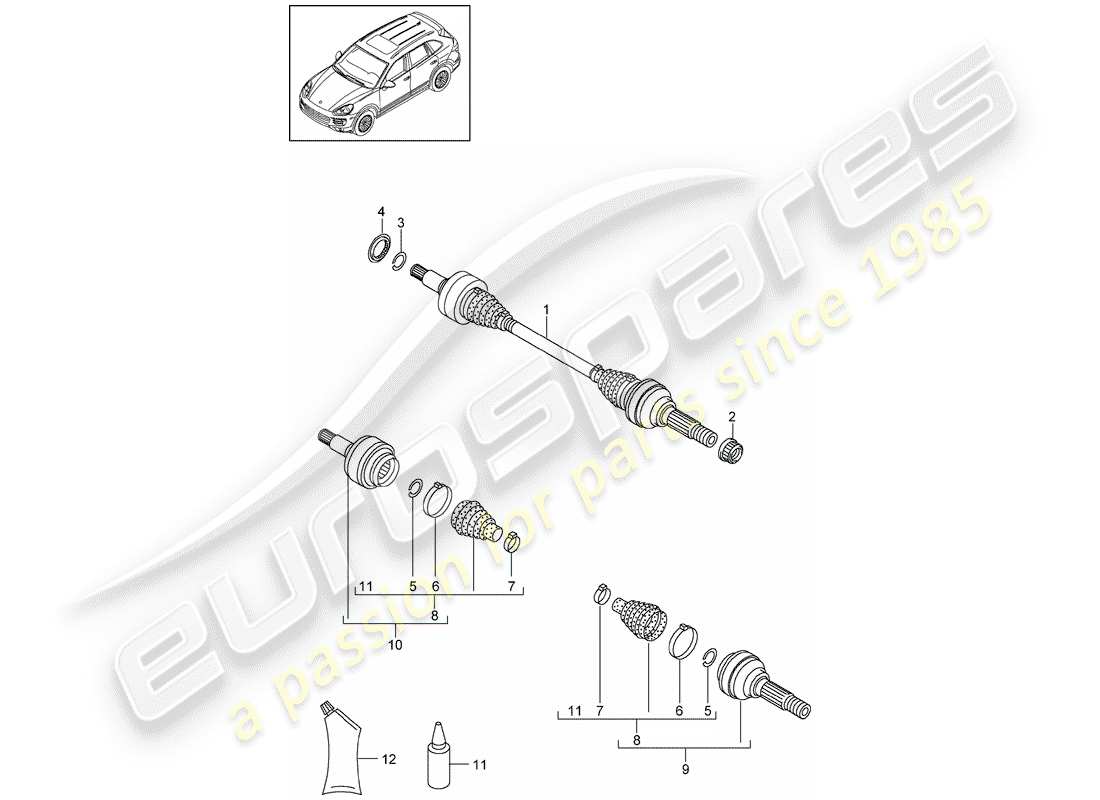 porsche 2011 (cayenne e2 92a) drive shaft part diagram