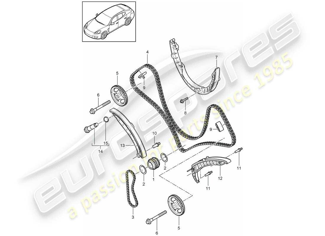 porsche panamera 970 (2016) timing chain part diagram