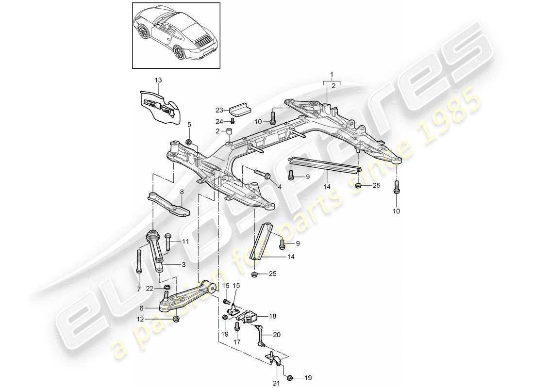 porsche 2012 (997-2) cross member part diagram