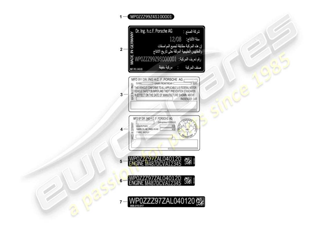 porsche 2013 (981 boxster) signs/notices part diagram