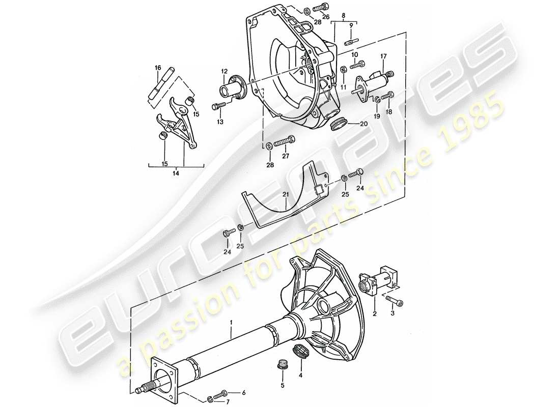 porsche 1991 (944) central tube - for - manual gearbox part diagram