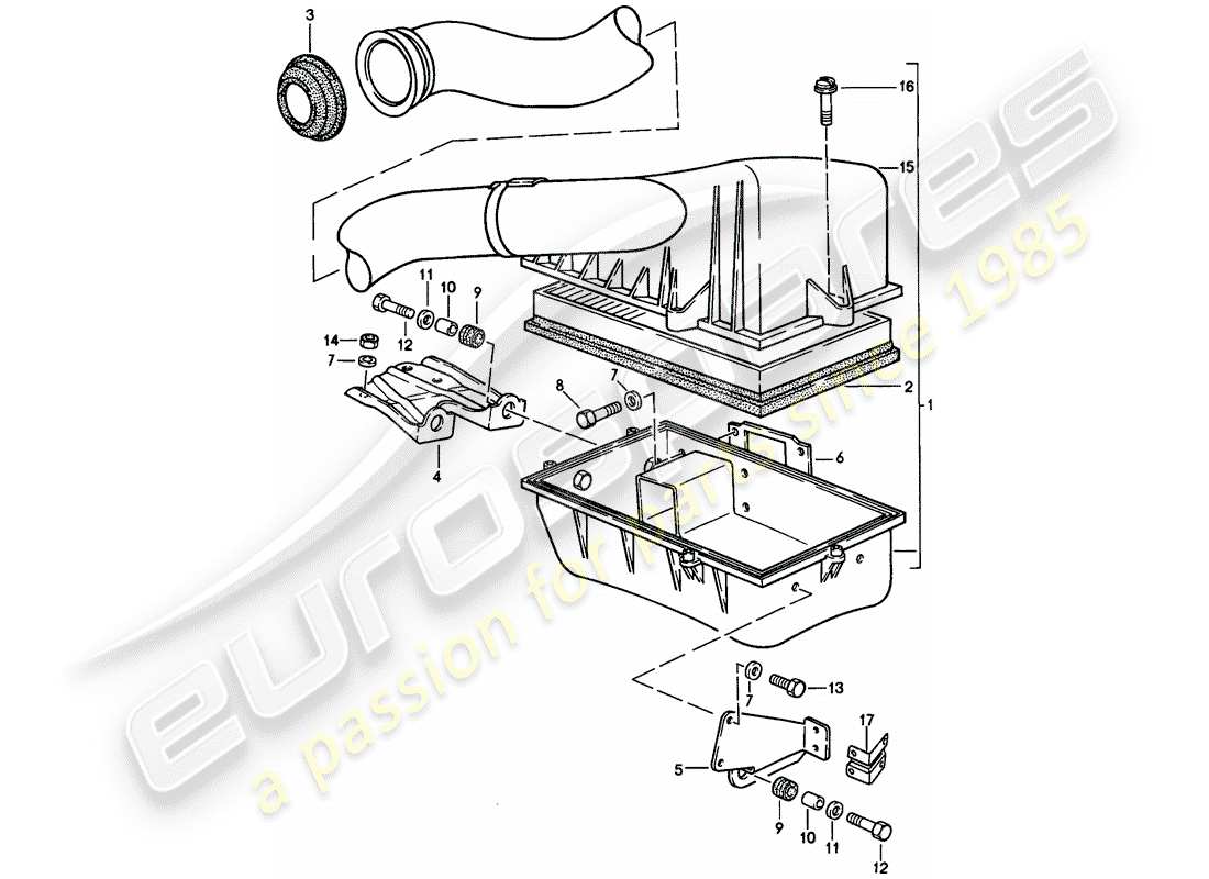 porsche 1986 (924s) air cleaner system part diagram