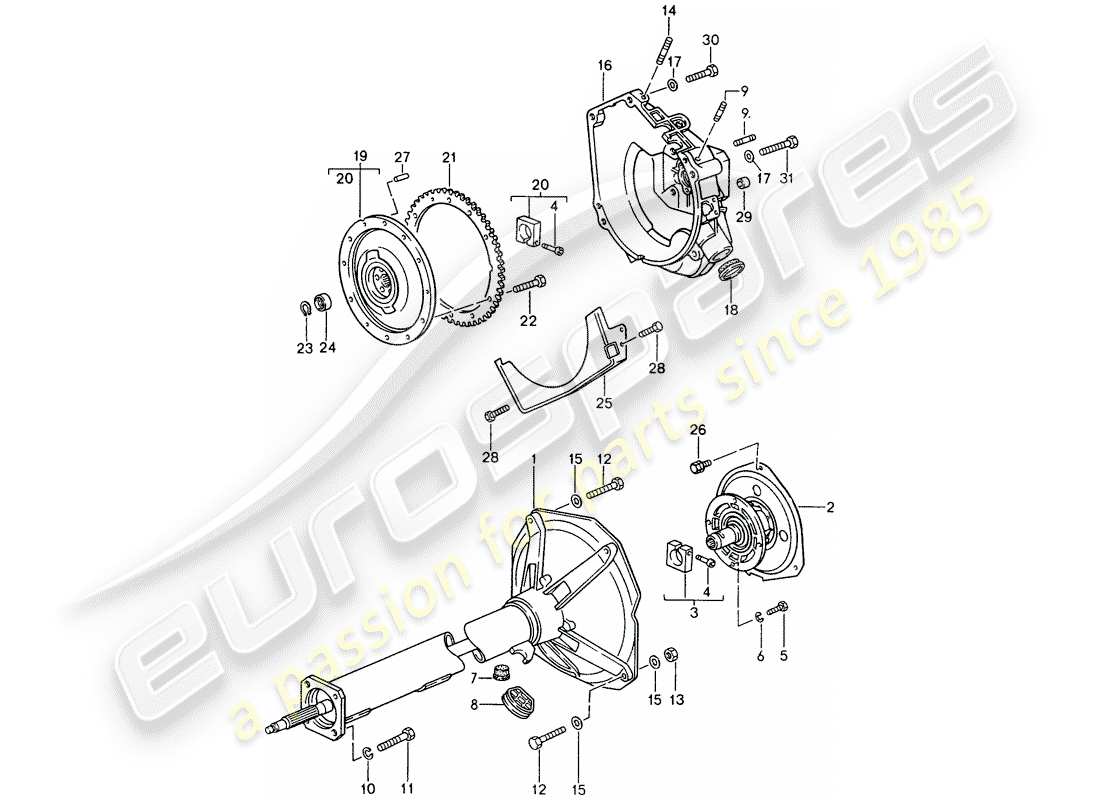 porsche 1992 (968) tiptronic - central tube parts diagram