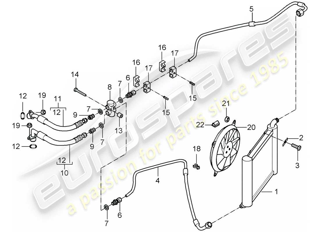 porsche 2005 (carrera gt) oil cooling - lines part diagram