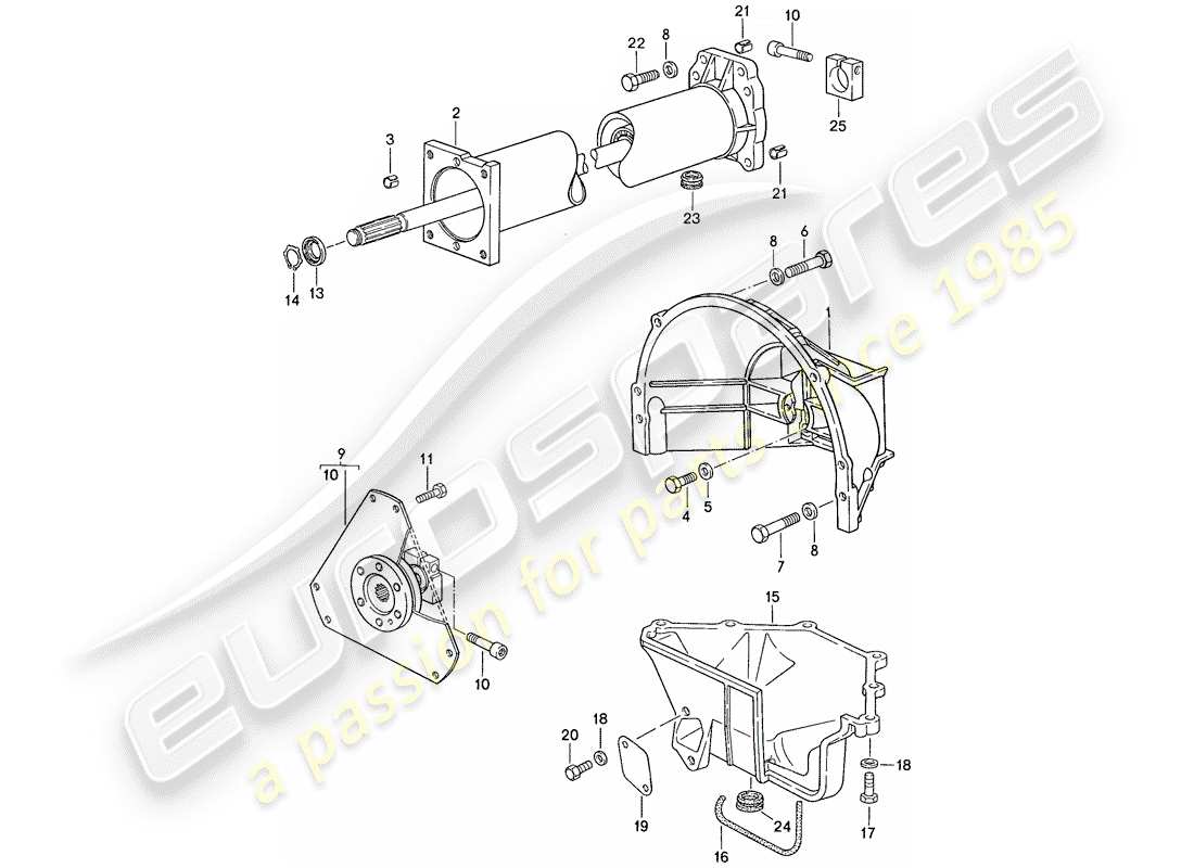 porsche 1989 (928) automatic transmission - central tube part diagram