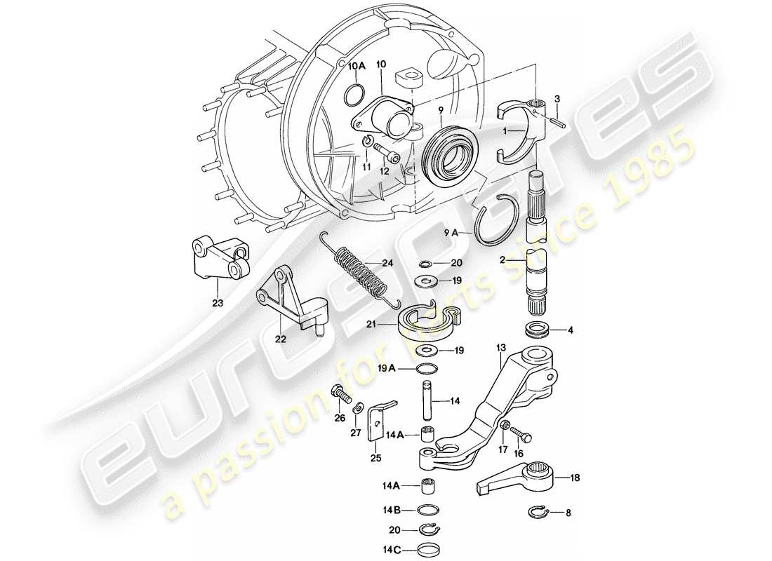 porsche 1985 (911) clutch release part diagram