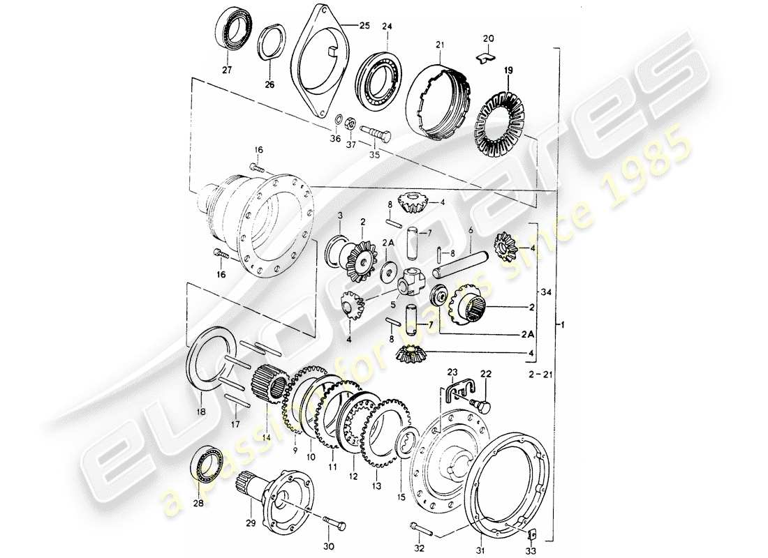 porsche 1990 (964) differential part diagram