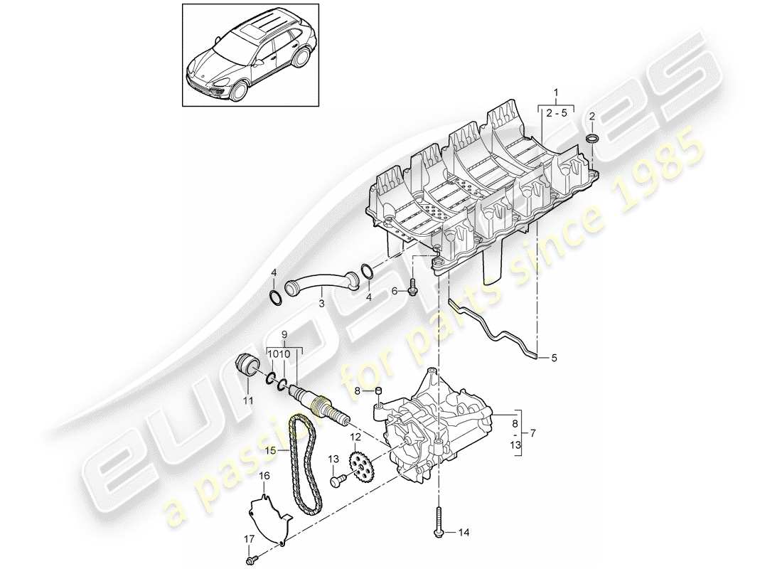 porsche 2018 (cayenne e2 92a) oil baffle plate part diagram