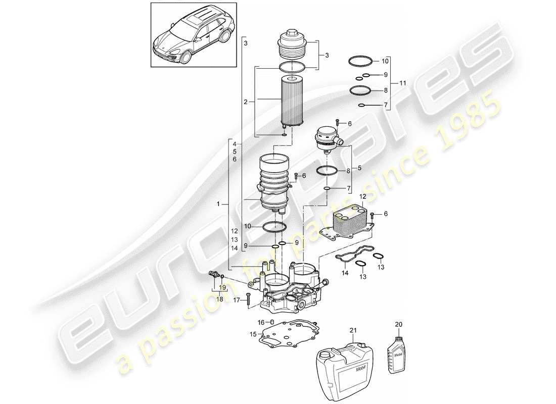 porsche 2011 (cayenne e2 92a) oil filter part diagram