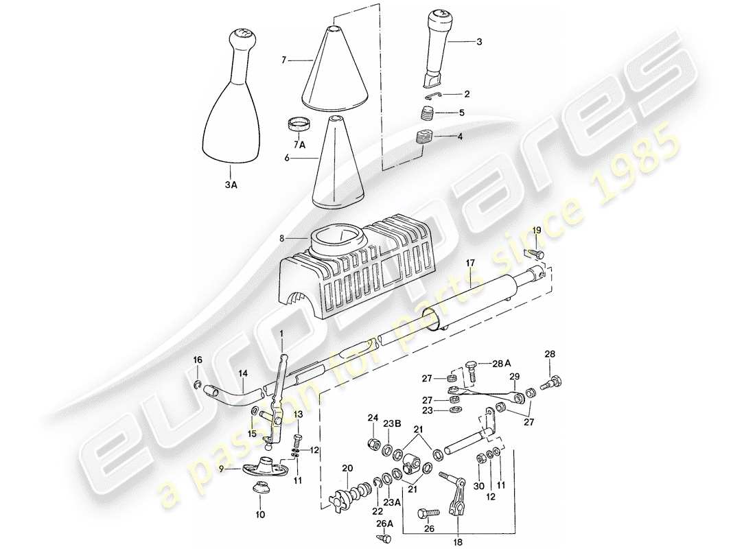 porsche 1991 (944) actuator - for - manual gearbox part diagram