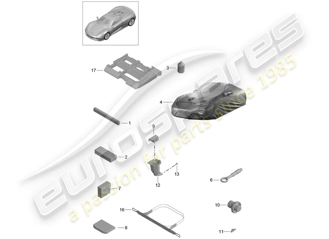 porsche 918 spyder (2015) tool part diagram