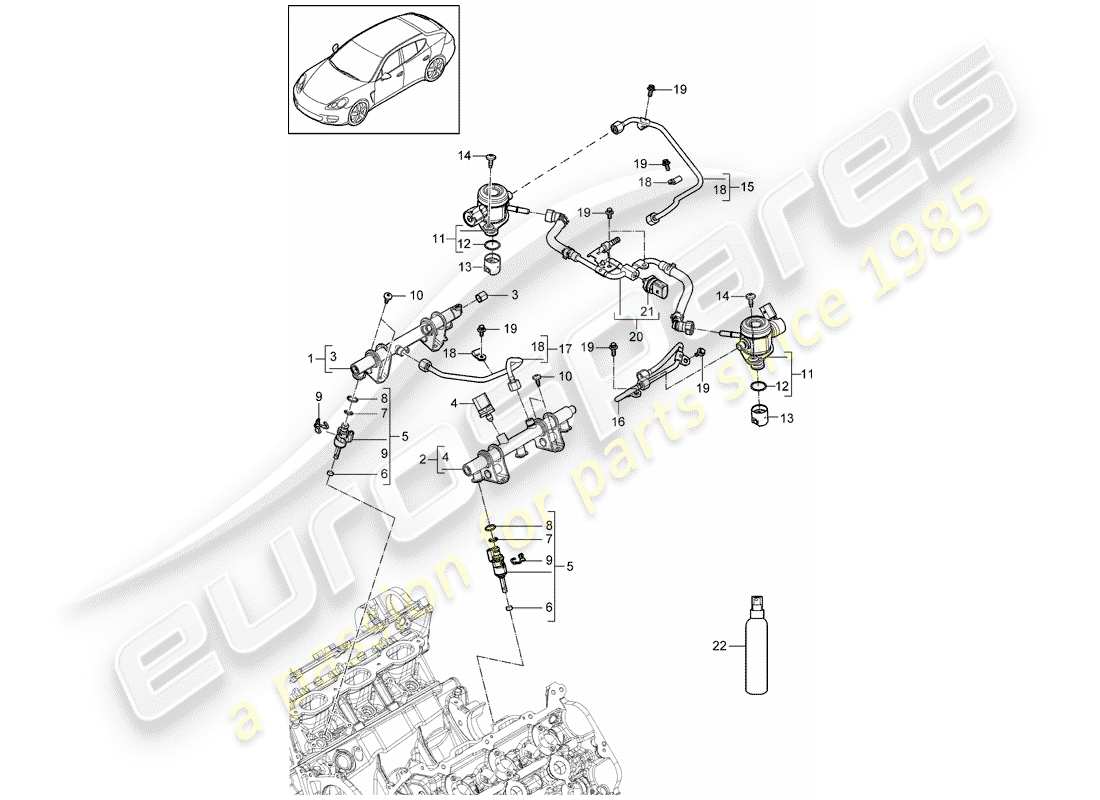porsche 2011 (panamera 970) fuel collection pipe part diagram