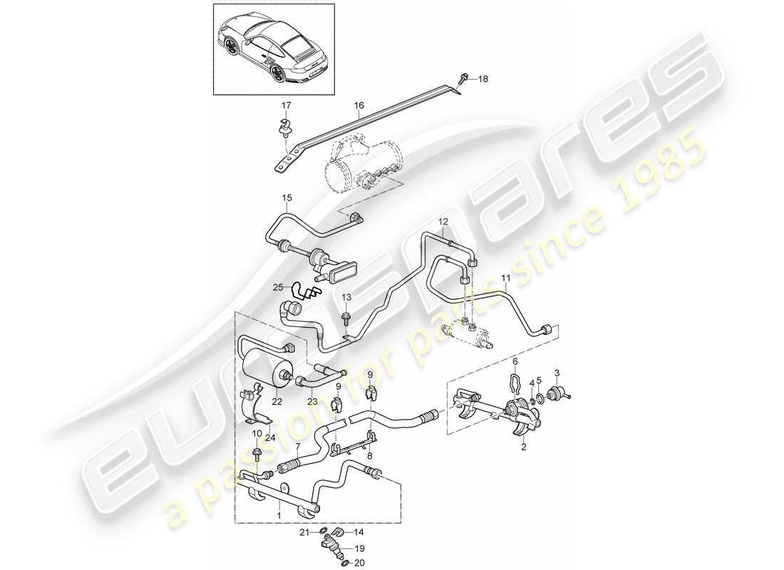porsche 2013 (997-2 turbo / gt2 rs) fuel collection pipe part diagram