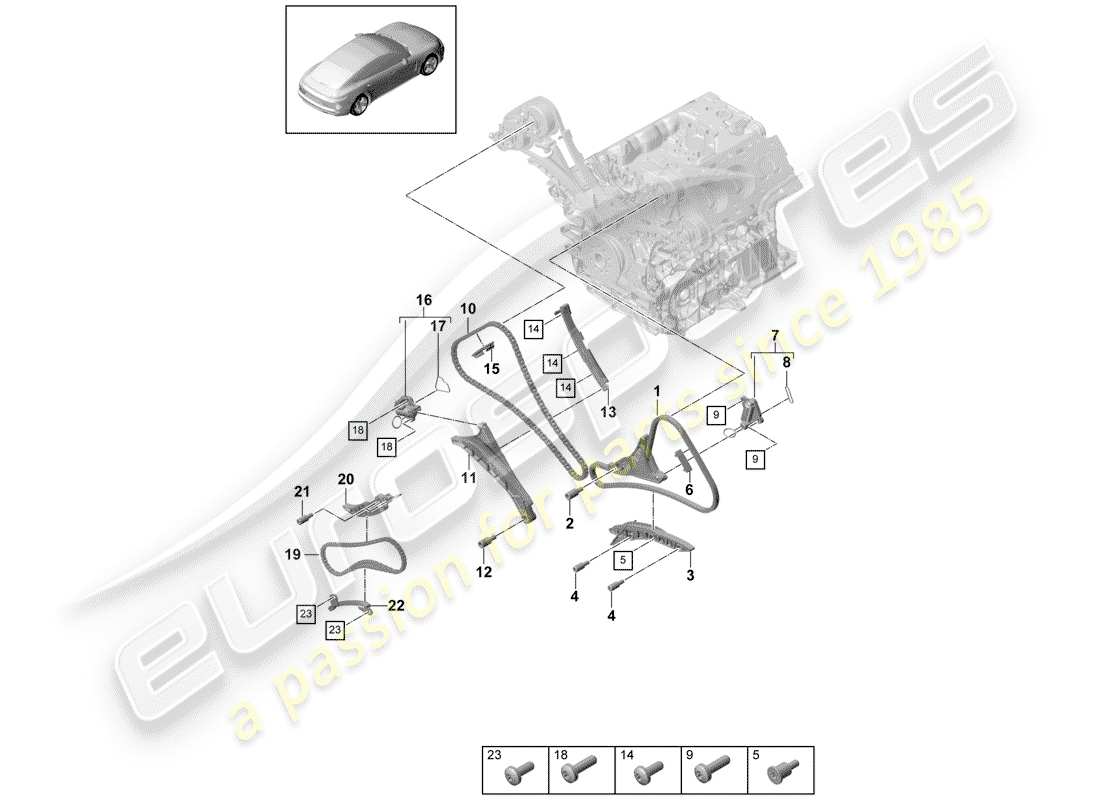 porsche panamera 971 (2017) timing chain part diagram