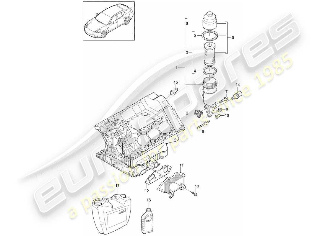 porsche 2011 (panamera 970) oil filter part diagram