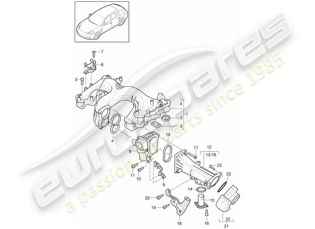 porsche 2015 (panamera 970) intake manifold part diagram