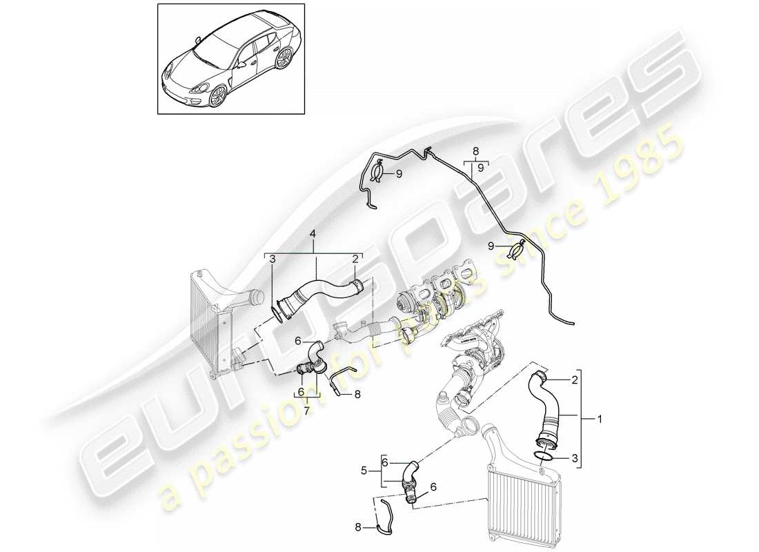 porsche 2015 (panamera 970) pressure pipe part diagram