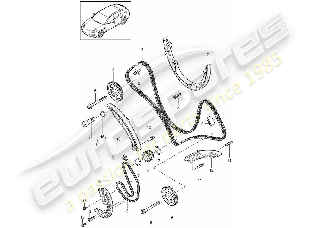 porsche panamera 970 (2016) timing chain part diagram