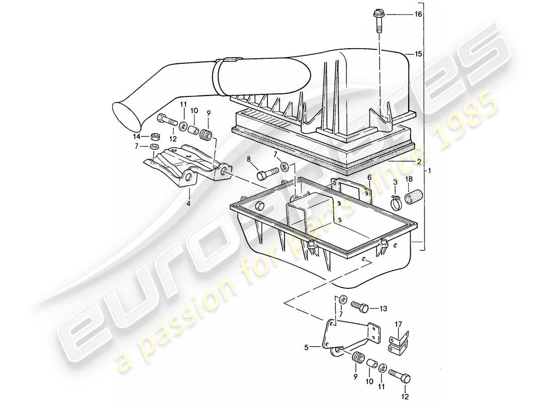 porsche 1991 (944) air cleaner system part diagram