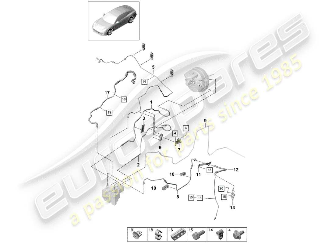 porsche 2017 (panamera 971-1) brake line part diagram