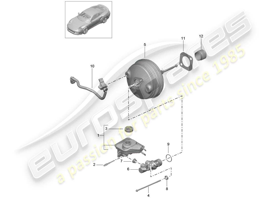 porsche 2017 (991-2 turbo) brake master cylinder part diagram