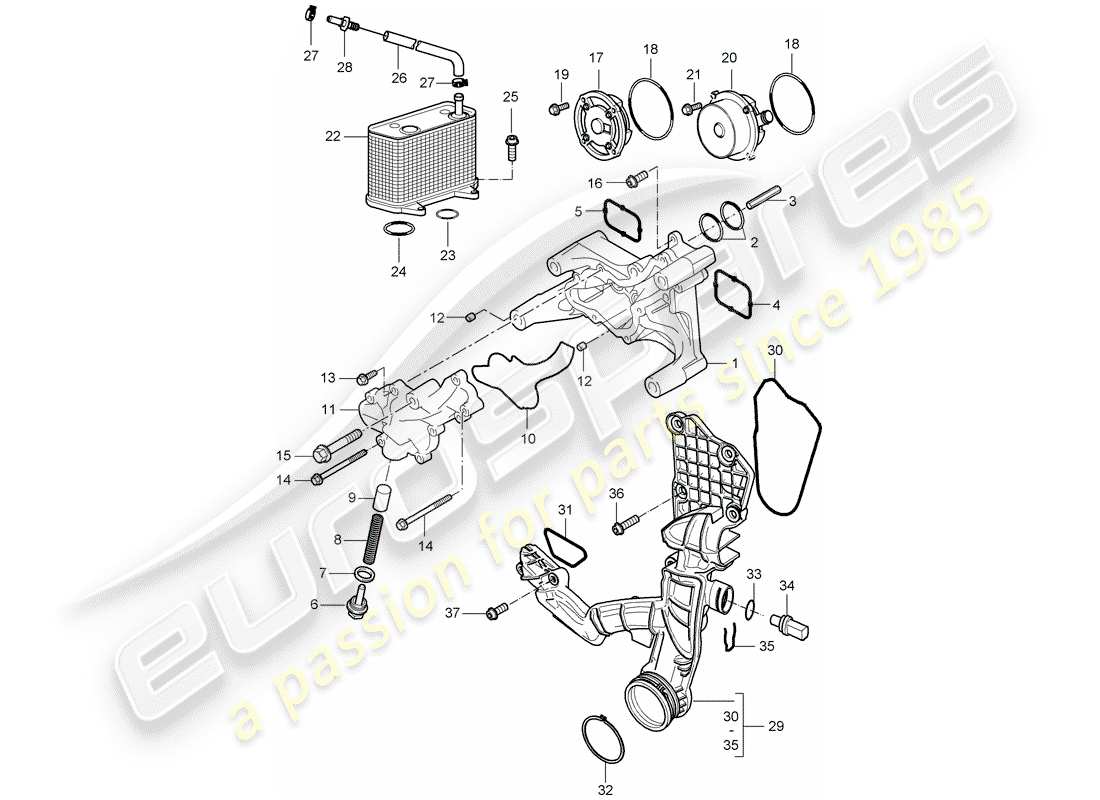 porsche 2008 (987 cayman) oil pump part diagram