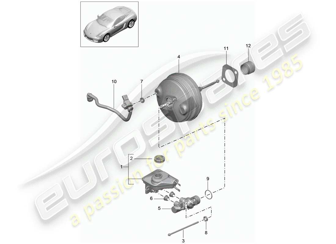 porsche cayman 981 (2014) brake master cylinder part diagram