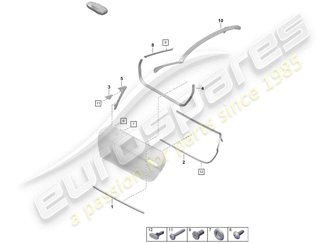 porsche 2019 (718 boxster spyder) door seal part diagram
