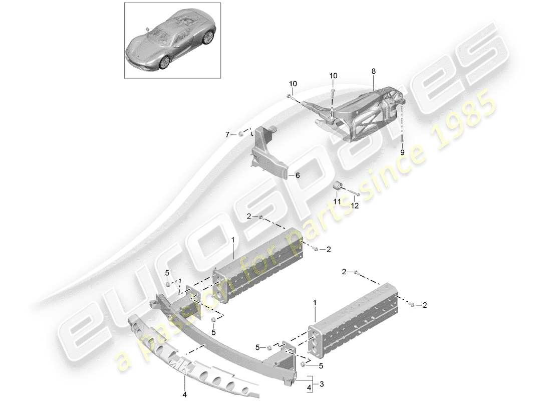 porsche 918 spyder (2015) front end part diagram