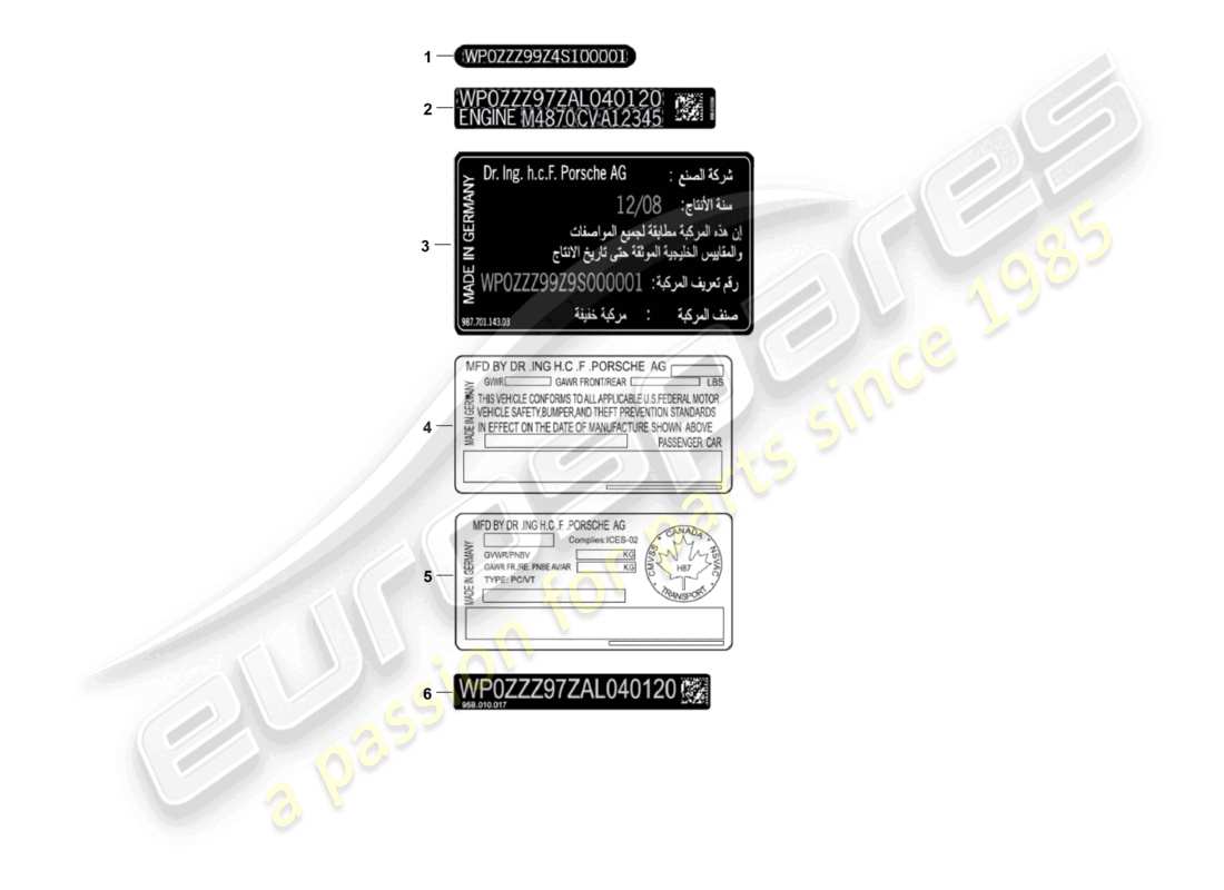porsche 2017 (cayenne e2 92a) signs/notices part diagram
