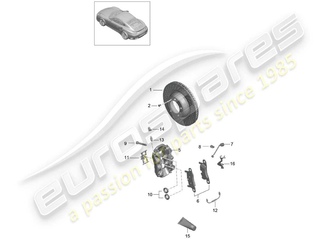 porsche 2017 (991-2 turbo) disc brakes part diagram