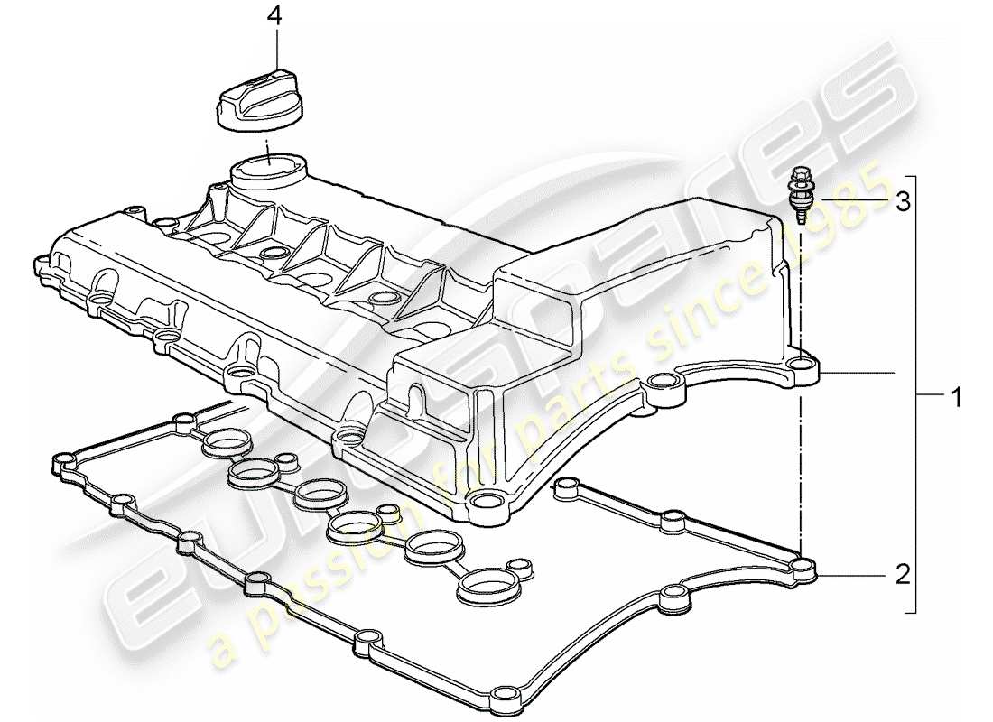 porsche 2008 (cayenne e1 9pa) valve cover part diagram