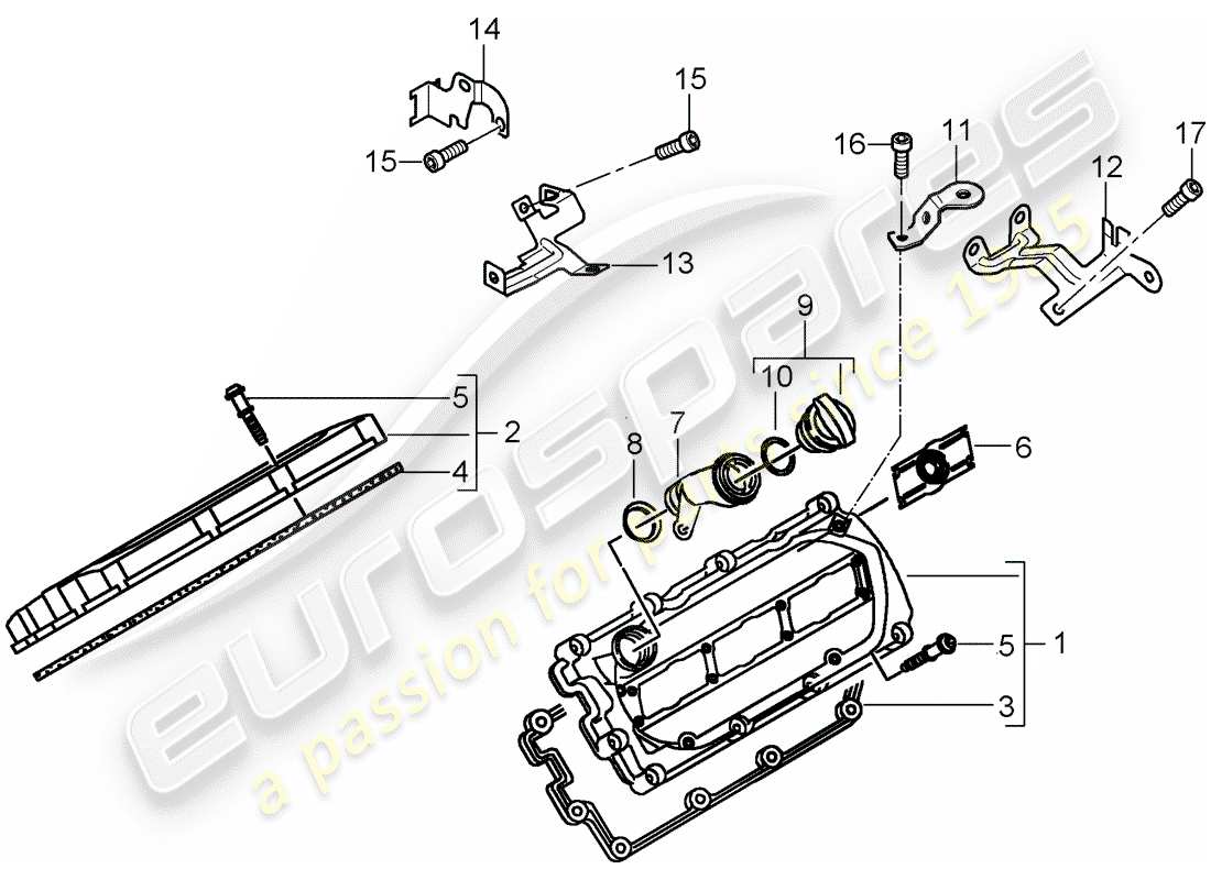 porsche cayenne (2007) valve cover part diagram