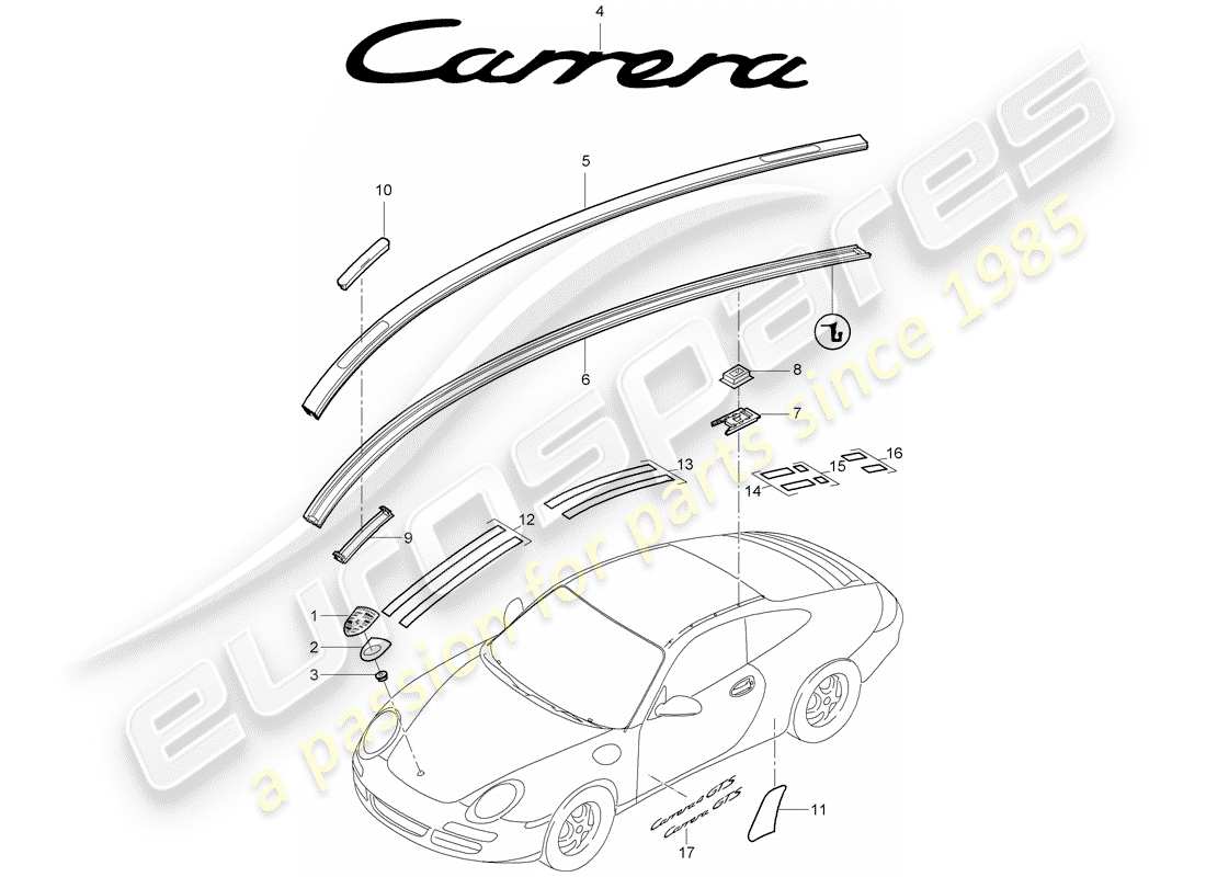 porsche 2011 (997-2) nameplates part diagram