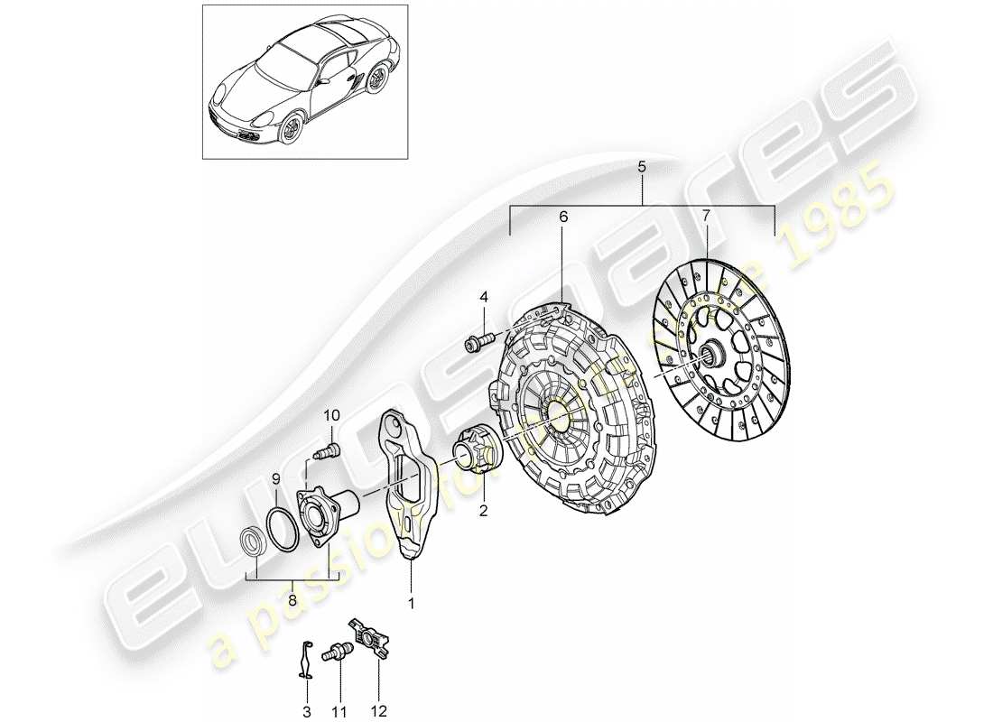 porsche 2008 (987 cayman) clutch part diagram