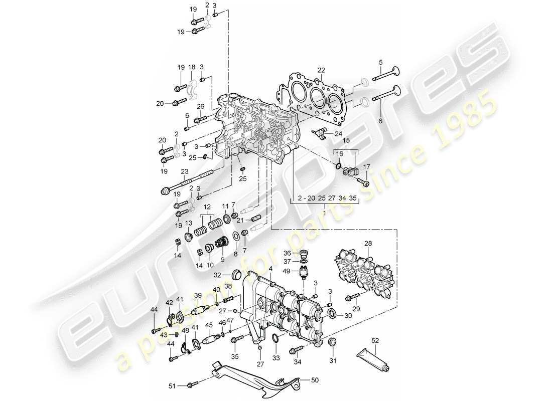 porsche 2008 (987 cayman) cylinder head part diagram