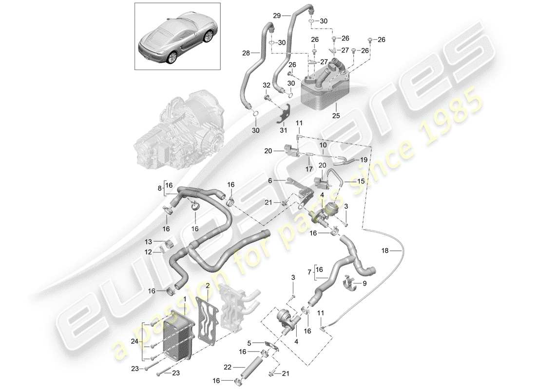 porsche cayman 981 (2014) - pdk - parts diagram