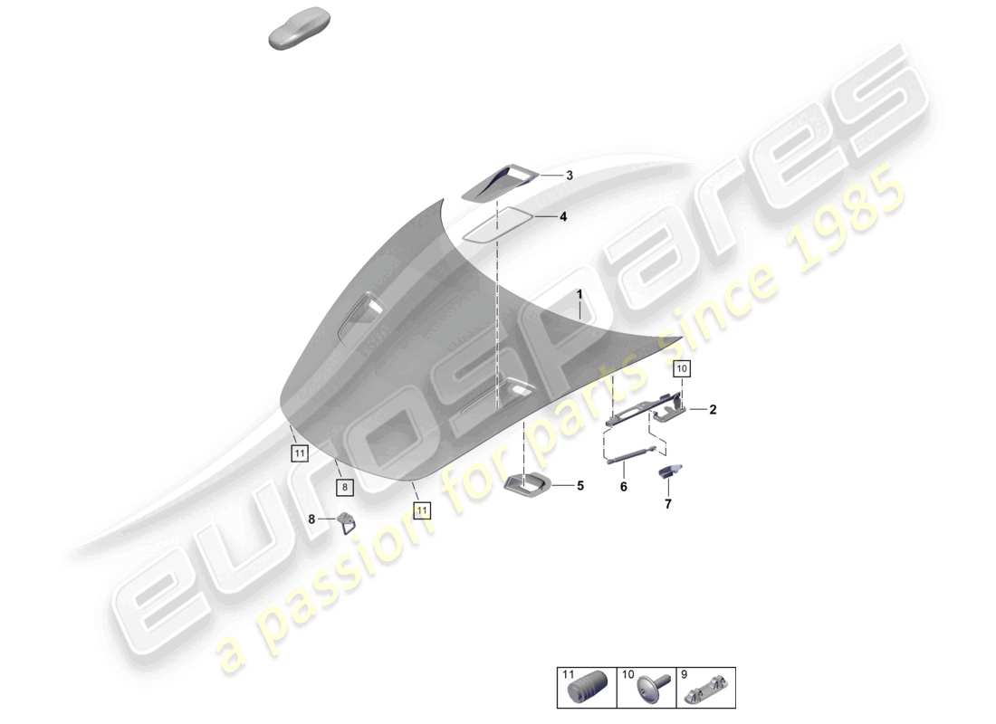 porsche 2019 (718 boxster spyder) cover front part diagram
