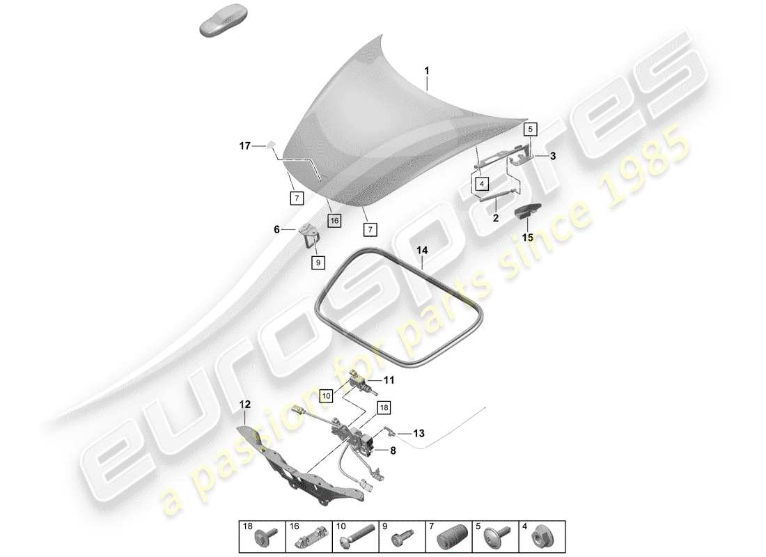 porsche 2020 (718 boxster spyder) cover parts diagram